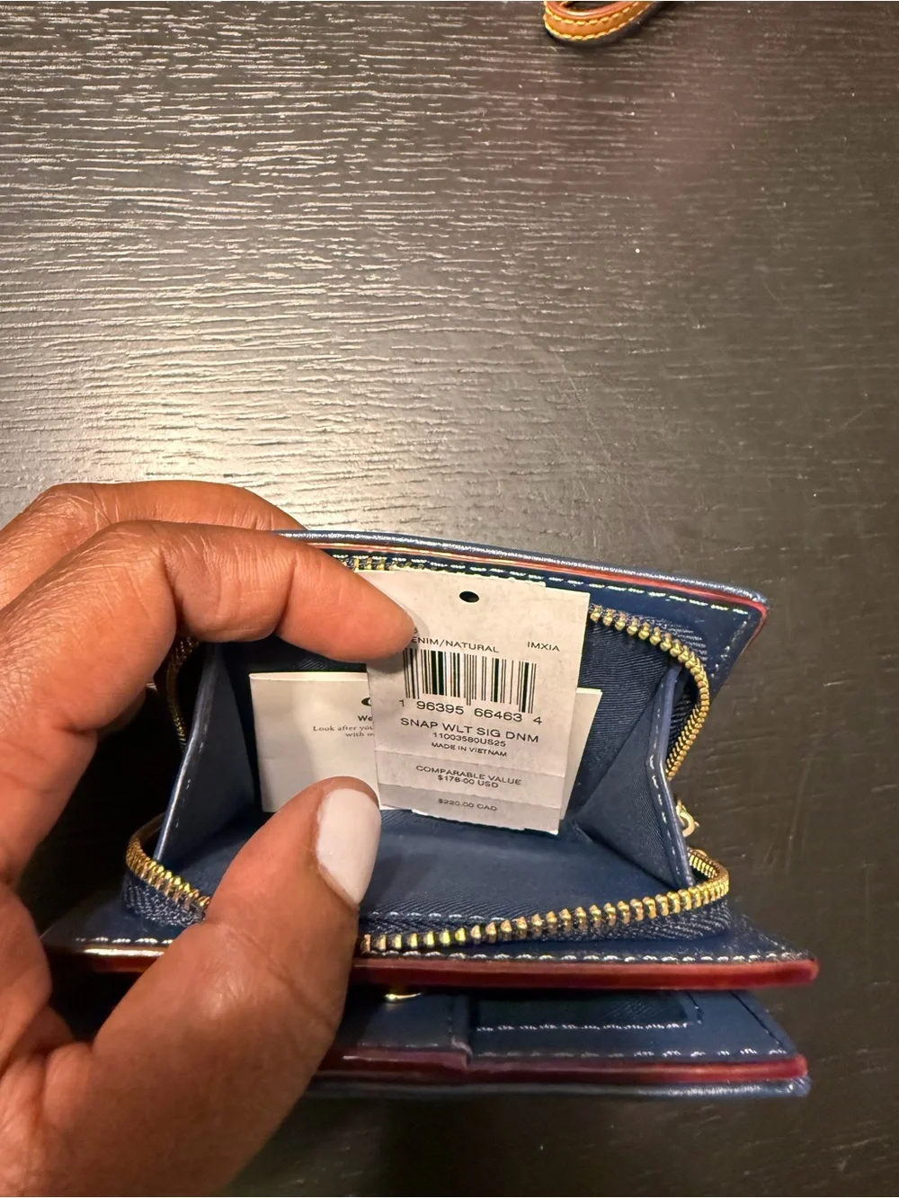 Coach Denim Signature Compact Card Holder Wallet in Blue